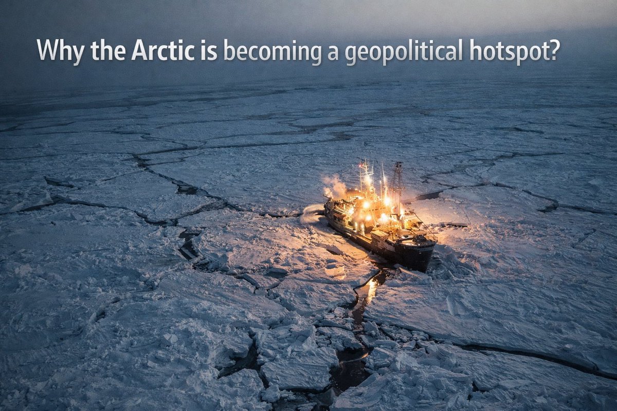deepika_marathe's tweet photo. Why the Arctic is becoming a geopolitical hotspot 🧊

As ice melts, new shipping routes are opening.

Why countries are interested:

• Shorter trade routes  
• Oil &amp; gas reserves  
• Military positioning  
• Control over new sea lanes https://t.co/ctzBBkST9N