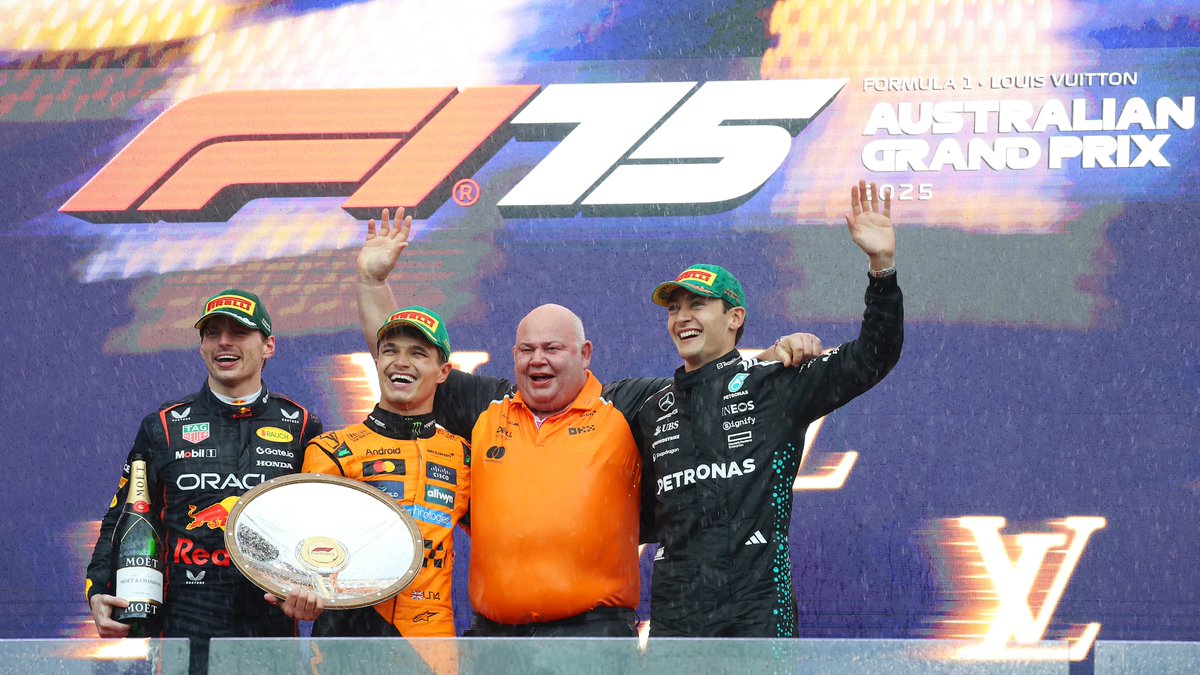 MsportXtra's tweet image. #F1 #OnThisDay, March 16th 2025. A wet #AustralianGP saw chaos and heartbreak. Polesitter @LandoNorris (@McLarenF1 ) won ahead of @Max33Verstappen (@redbullracing ) and @GeorgeRussell63 (@MercedesAMGF1 ). youtube.com/watch?v=md9-jG… #MsportXtra @UnracedF1 @Circuitsotpast