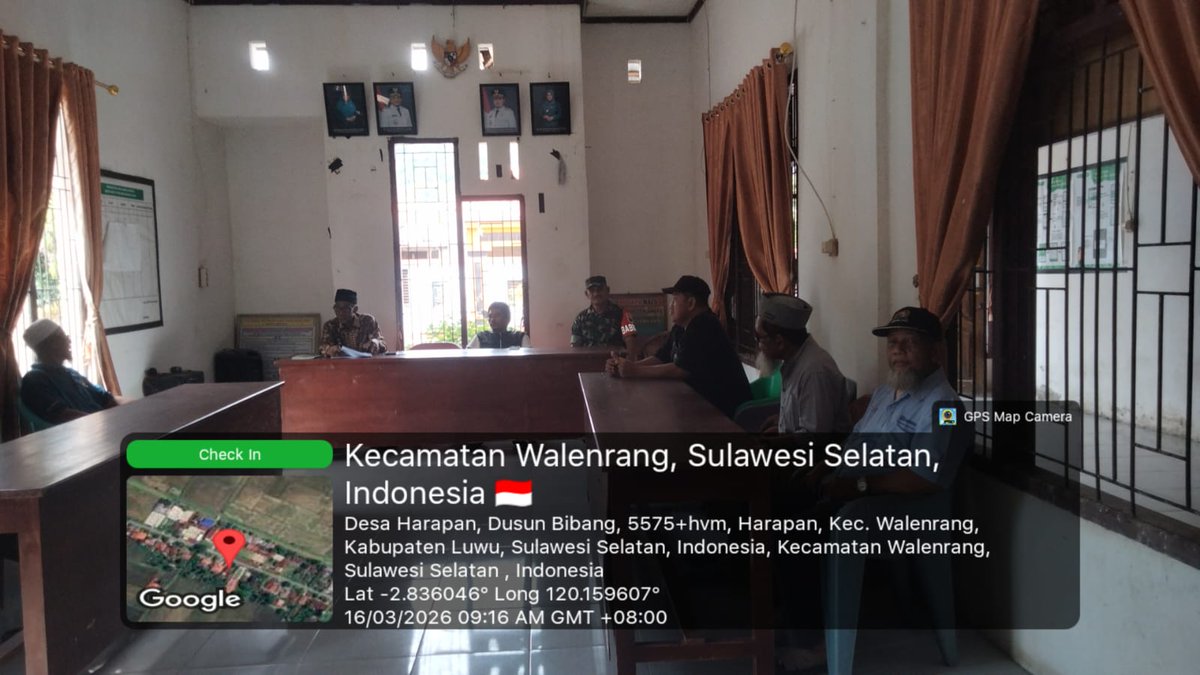 koramilwlg7's tweet image. Walenrang : Senin (16/03/2026) pukul 09.00 wita, Babinsa Desa Harapan (Serka Ahmad Suhadi) menghadiri rapat persiapan menyambut hari raya idul Fitri 1447 H 2026 tingkat Desa Harapan di aulah kantor Desa Harapan, Kec. Walenrang, Kab. Luwu. 
#kodam #korem #kodim #babinsa
