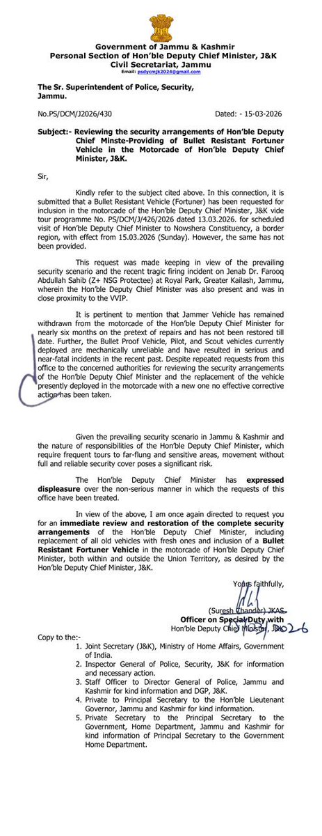 GulistanNewsTV's tweet image. Security Row Erupts in J&amp;amp;K
Deputy CM Accused of Protocol Breach, Office Flags Lapses in Protection
gulistannewstv.com/security-row-e…
@Surinderch55 #SecurityLapse #JammuAndKashmir