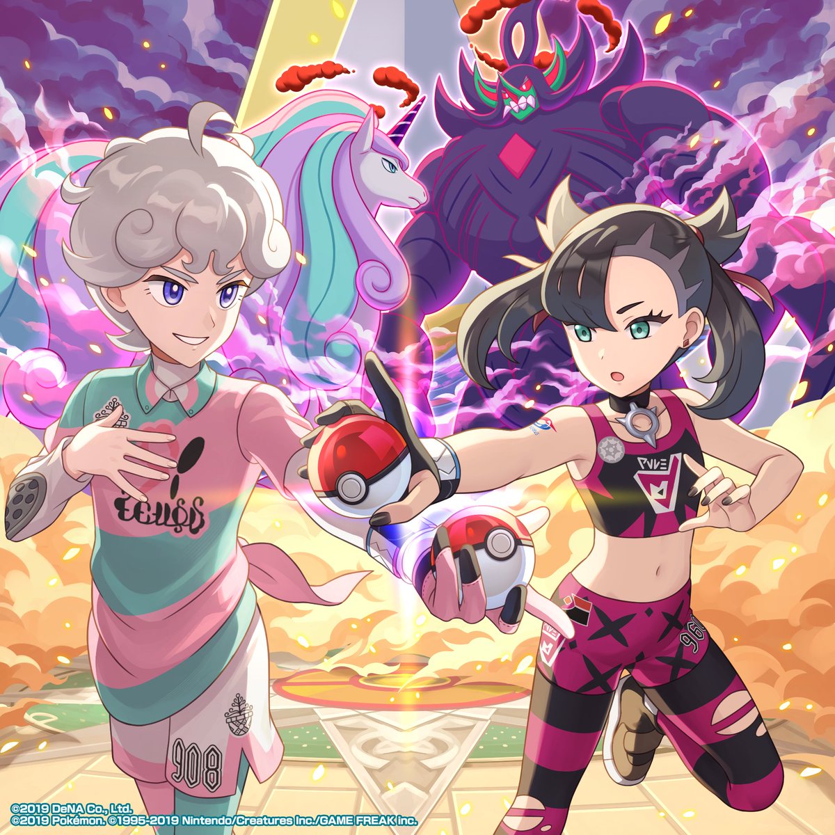 【お仕事】
『ポケモンマスターズ EX』（<a href="/pokemas_game/">【公式】ポケマスEXだいすきクラブ</a>）にて開催中のイベントで登場している「マリィ＆オーロンゲ」「ビート＆ギャロップ」の　#ポケマスアート を担当させて頂きました。
二人の活躍にも是非注目してください！
#ポケマスEX