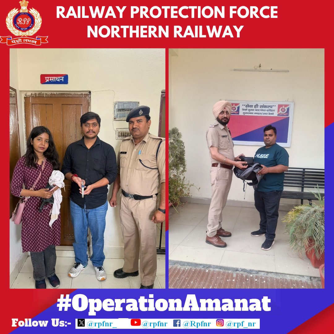 *We value your valuables*

Under #OperationAmanat 
#RPF NR located unclaimed bags and other valuable articles and returned to their rightful owners. <a href="/AshwiniVaishnaw/">Ashwini Vaishnaw</a> <a href="/RailMinIndia/">Ministry of Railways</a> <a href="/RailwayNorthern/">Northern Railway</a> <a href="/RPF_INDIA/">RPF INDIA</a>