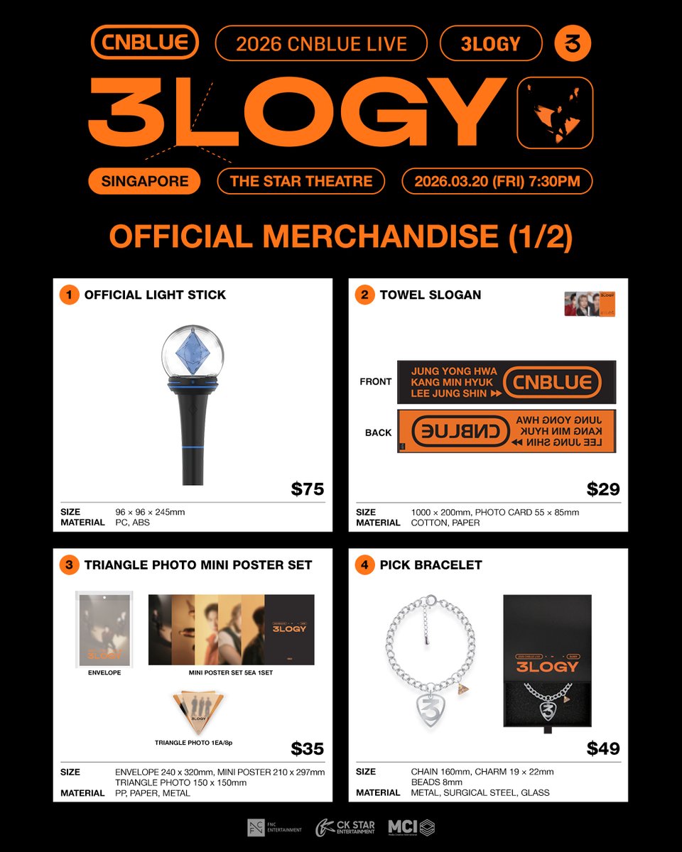 ckstarsg's tweet photo. Here's a piece of news to chase those Monday blues away 🐬

Official merchandise will be available for purchase on the show day, so you can commemorate the special night with 𝐂𝐍𝐁𝐋𝐔𝐄! 💙 Stocks are limited, so be sure to come early to secure your top picks~!

🤘 𝟐𝟎𝟐𝟔 𝐂𝐍𝐁𝐋𝐔𝐄 𝐋𝐈𝐕𝐄 𝐖𝐎𝐑𝐋𝐃 𝐓𝐎𝐔𝐑 '𝟑𝐋𝐎𝐆𝐘' 𝐈𝐍 𝐒𝐈𝐍𝐆𝐀𝐏𝐎𝐑𝐄
🎼 20 Mar 2026 (Fri)
𝐃𝐨𝐨𝐫𝐬 𝐨𝐩𝐞𝐧: 𝟔.𝟑𝟎𝐏𝐌
𝐒𝐡𝐨𝐰 𝐬𝐭𝐚𝐫𝐭𝐬: 𝟕.𝟑𝟎𝐏𝐌
🔊 The Star Theatre

🛒 𝗠𝗲𝗿𝗰𝗵𝗮𝗻𝗱𝗶𝘀𝗲 𝗕𝗼𝗼𝘁𝗵
📍 Level 5, Grand Foyer
🕑 Opening Hours (While stocks last!):
20 Mar 2026 (Fri), From 4.00PM
💲 Card (Visa and Mastercard) ONLY

Limited tickets left ➡️ https://t.co/0zT6Y7Yh1k or #linkinbio ‼️

@official_CNBLUE #CNBLUE #씨엔블루 #BOICE #3LOGY #3LOGYinSINGAPORE #CNBLUEinSG #CKStarEntertainment #CKStarSG
