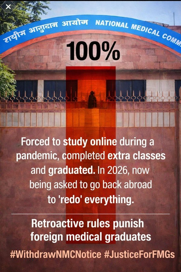 DhanvijSamyak's tweet photo. #WithdrawNMCNotice #JusticeForFMG 
@MoHFW_INDIA
@NMC_BHARAT
@JPNadda
@official_afa_ https://t.co/El28xx7JJx