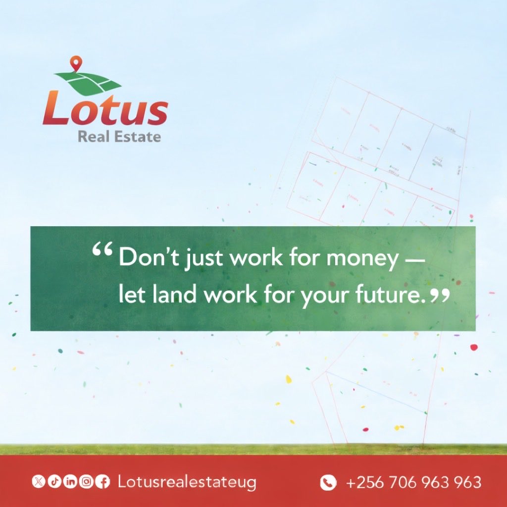 LotusEstatesUG's tweet photo. Monday is Here. Let’s keep positive as we buy Land from Lotus Real Estate. 
#lotusrealestate#land#mondaymotivation https://t.co/MPxzicegLo