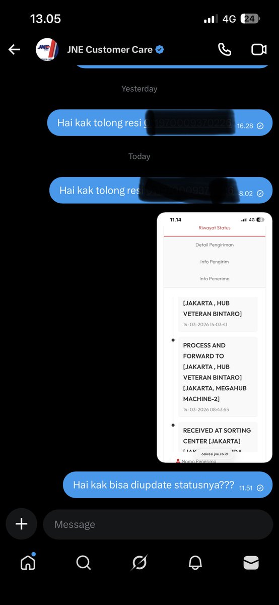 ernesttan85's tweet photo. Hai @JNECare ini saya DM dari kemarin tidak ada satupun yang respon https://t.co/6Vh9EDY7B0
