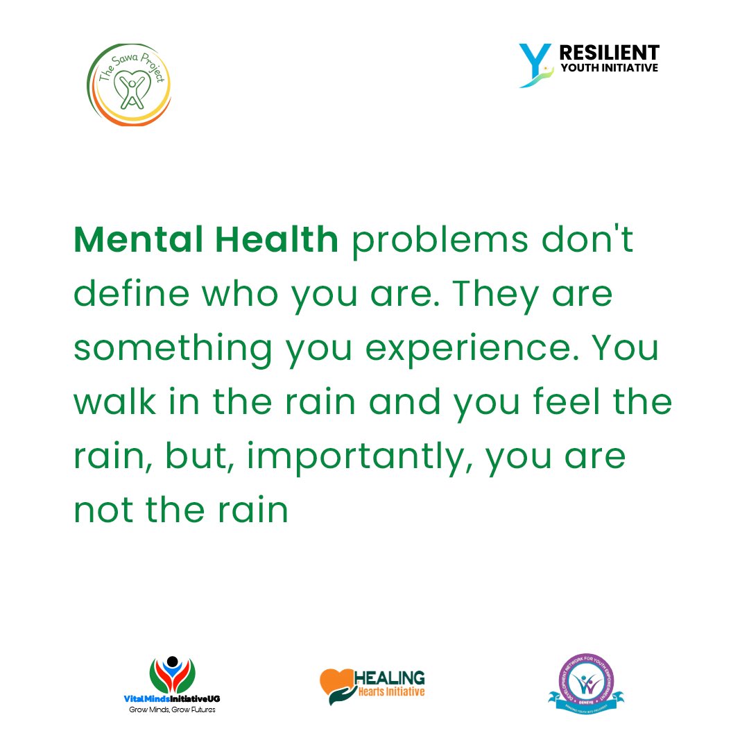 Mental health issues are experiences you walk through, like rain on your path—you feel the drops, but you’re not the rain itself. 

Knowing this helps you keep your true self separate from the struggle, empowering you to seek help and build resilience.

#Mentalhealth