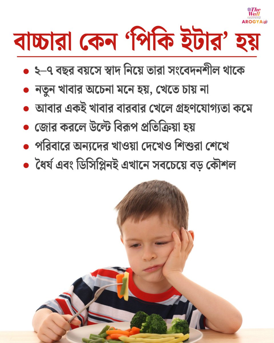 TheWallTweets's tweet image. বাচ্চারা কেন 'পিকি ইটার' হয়
#PickyEater #ChildNutrition #HealthyKids #ParentingHacks #BabyFoodTips #BengaliHealth #TheWallArogya #TheWallNews