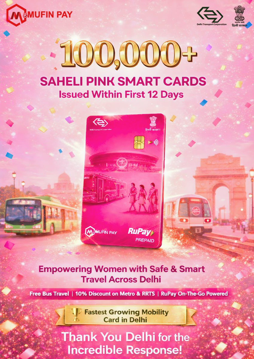 Step by step, policies like these improve everyday life. Delhi CM <a href="/gupta_rekha/">Rekha Gupta</a>’s Saheli Pink Smart Card gives women free bus travel and a 10% discount on metro fares, making commuting easier across the capital. 🚍🚇