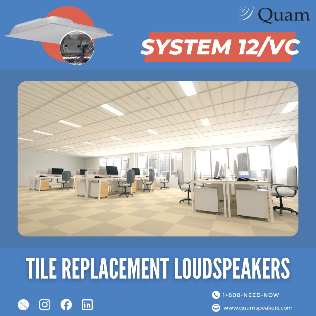 QuamNichols's tweet image. Simplicity meets control. SYSTEM 12/VC features an 8" loudspeaker and integrated volume control, pre-assembled for fast installs in standard grid ceilings. ow.ly/2lRm50Ytei8

#KnowQuam #TileReplacement #CleanInstall #QuamReliability #NoAssemblyRequired #LoudspeakerSystem