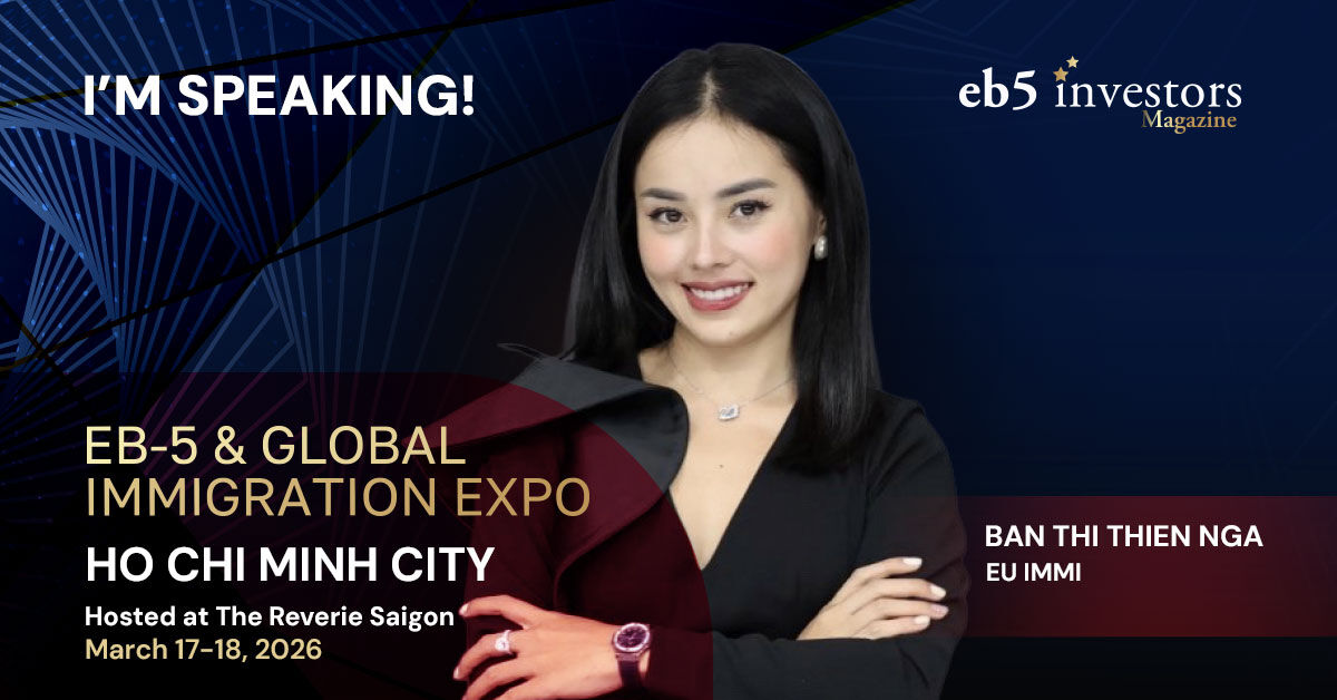 EB5InvestorsMag's tweet image. We thank Ban Thi Thien Nga of EU IMMI for speaking at our EB-5 Expo in Ho Chi Minh City, Vietnam, on March 17-18, 2026! 
Click to learn about our upcoming conferences:
eb5investors.com/conferences/
#eb5 #eb5visa #eb5program #eb5investor #invest #usa #visa #vietnam