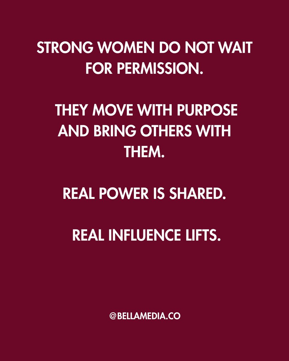 bellamediaco's tweet image. ✨ Monday Motivation ✨

Strong women do not wait for permission.
They move with purpose and bring others with them.

Real power is shared.
Real influence lifts.

#BELLAMagazine #BELLAMediaCo #WomenOfInfluence #WomensHistoryMonth