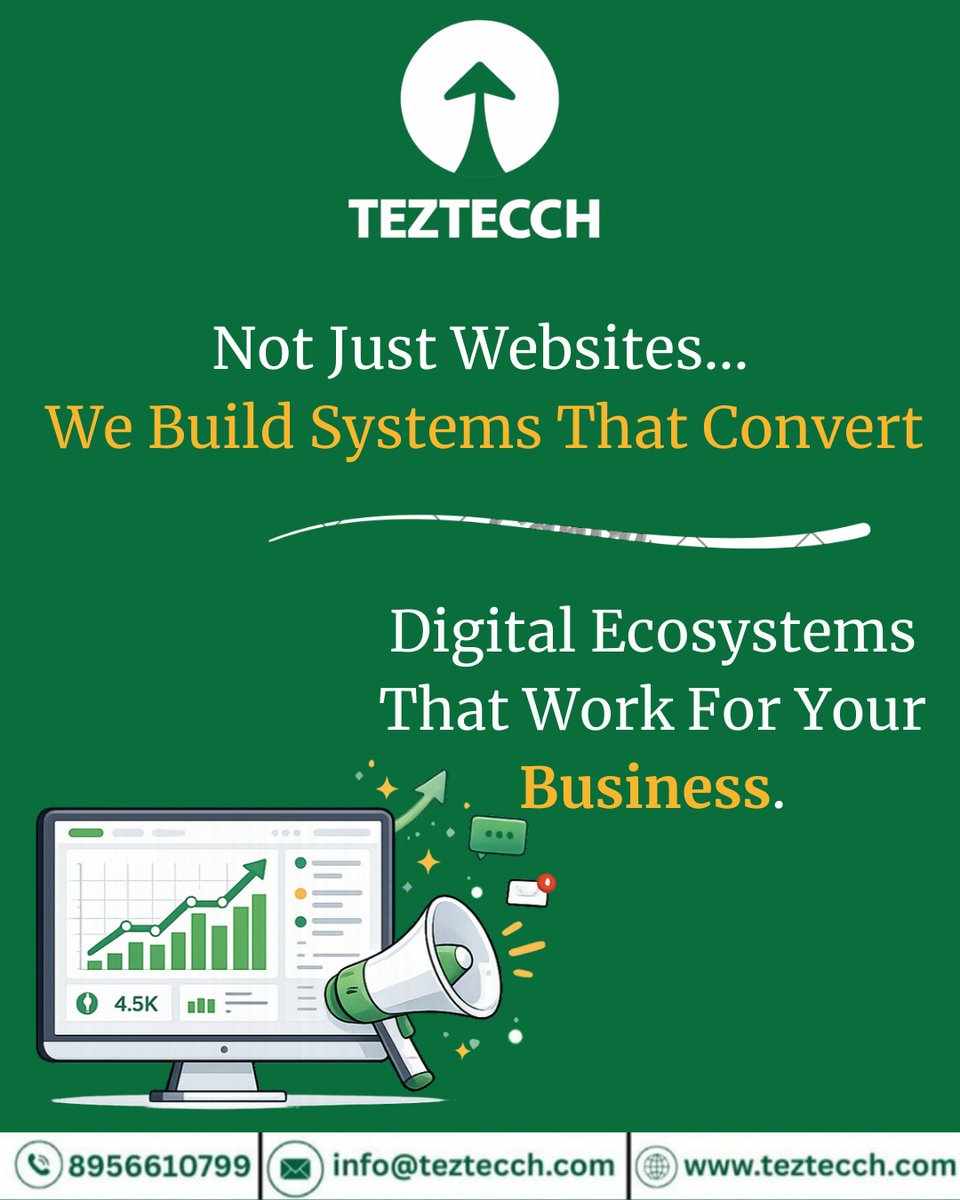 teztecch's tweet photo. Most businesses treat their website like a brochure. But in 2026, a "pretty" site isn't enough. You need a Digital Ecosystem that actually drives revenue.

🔗 Visit us: https://t.co/4TROs9aSJt📞 Let’s talk: 8956610799
#Teztecch #DigitalTransformation #WebDesign #BusinessGrowth https://t.co/32bsYD1NuS