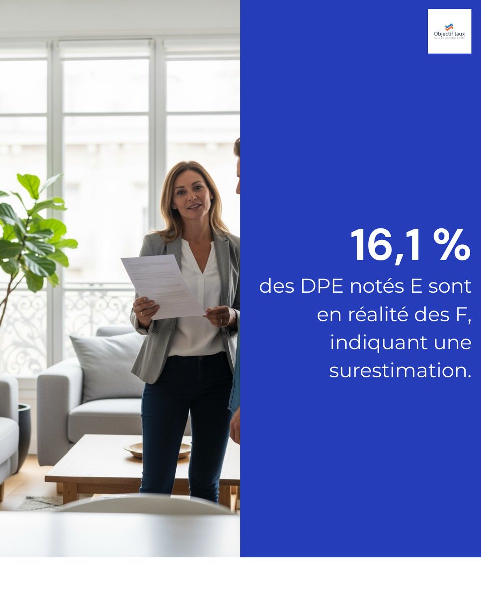 objectif_taux's tweet photo. Le DPE affiché sur votre bien est-il vraiment fiable ? 📝 Les analyses montrent que 16,1 % des DPE notés E devraient être classés F. Cette surestimation peut coûter cher, car un logement mal classé se vend moins cher. Pourquoi ces erreurs ? La pression économique pousse (1/2) https://t.co/SDh1dijMlU