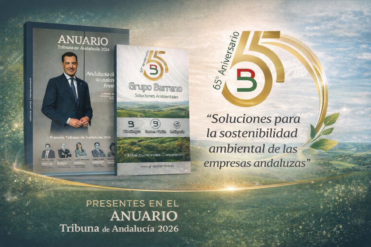 grupo_barreno's tweet photo. 65 años de trayectoria.
Este 2026 es un año muy especial para Grupo Barreno, y lo comenzamos con nuestra presencia en el Anuario 2026 de la revista Tribuna de Andalucía.
Puedes consultar el anuario completo en el enlace:
https://t.co/qr9ine83u1

#GrupoBarreno #TribunadeAndalucia https://t.co/3Wbl3NhIa9