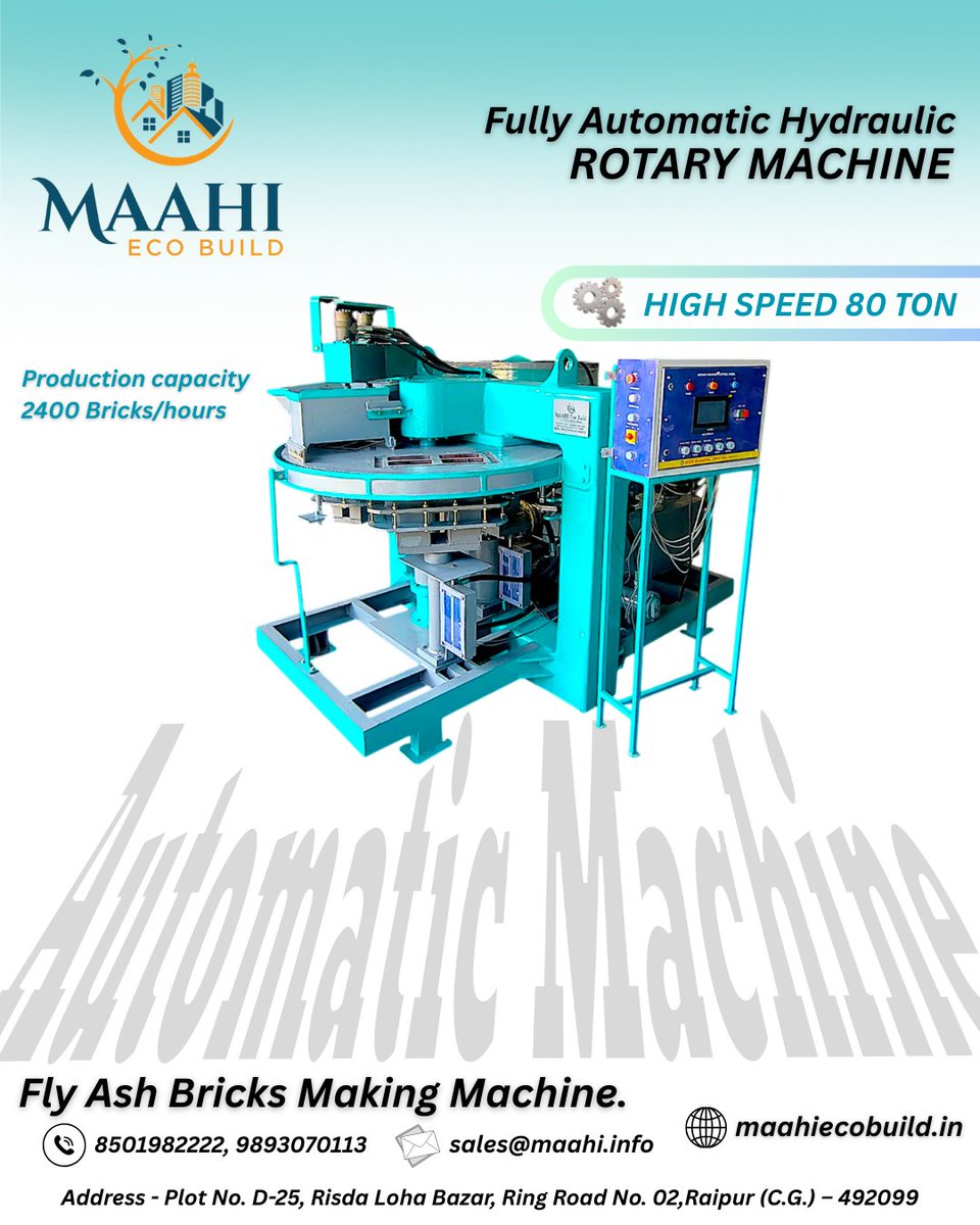 maahiecobuild's tweet image. Fly Ash Bricks Making Machine | Automatic Hydraulic Rotary Machine | 80 Ton

#FlyAshBrickMachine #FlyAshBricks
#BrickMakingMachine #AutomaticBrickMachine
#BlockMakingMachine #PaverBlockMachin:
#ConstructionMachinery #BrickPlant
#MaahiEcoBuild #IndustrialMachines