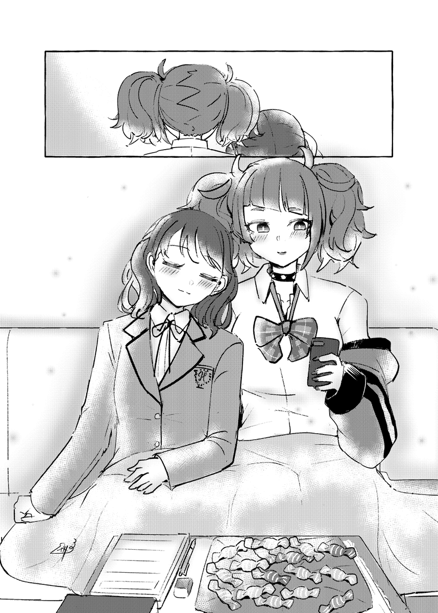 まみこい合同ということで少し前に主催に贈ったまみこいを掲載します！(ご本人許可済)

#シャニマス
#田中摩美々
#福丸小糸