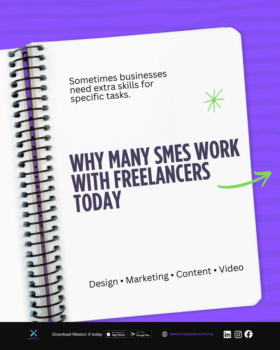 MissionXMy's tweet photo. SMEs don’t always need more employees.

Sometimes they just need the right freelancer.

Design
Marketing
Content
Video

Find talents on Mission X. https://t.co/PjO1Od1vvr