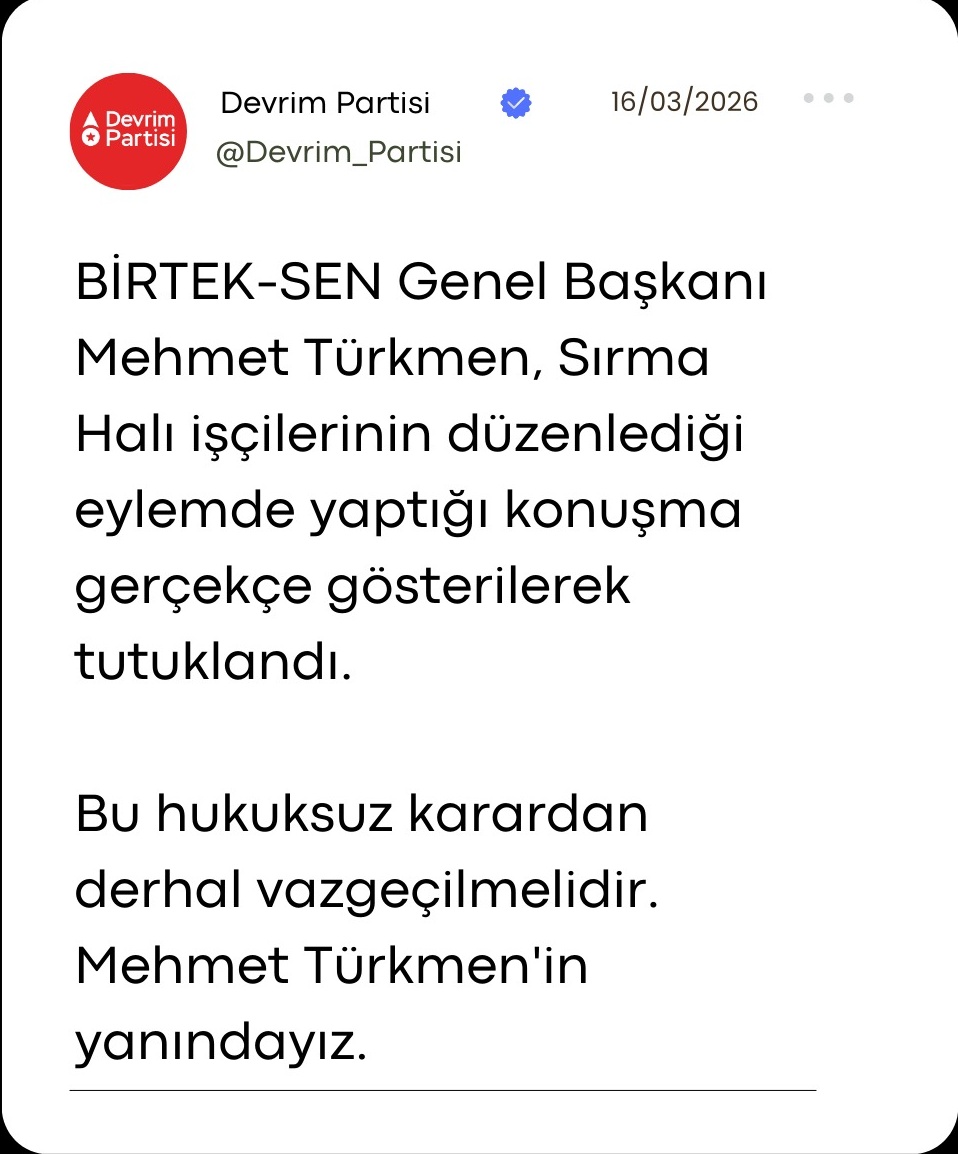 Devrim Partisi tweet media