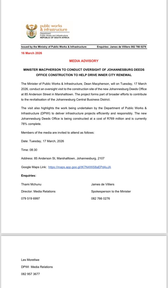 Department Of Public Works and Infrastructure tweet media