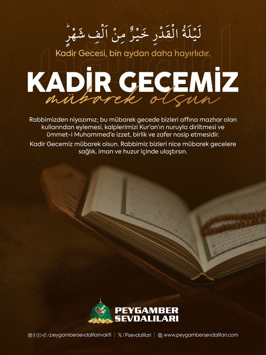 Bizleri Kadir gecesine ulaştıran Rabbimize hamd olsun. "Ey Rabbim! Sen affedicisin, affetmeyi seversin; bizleri de affeyle."