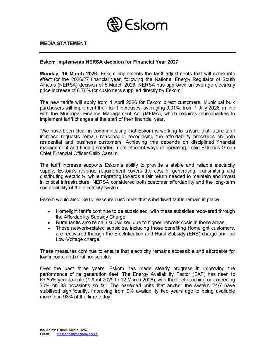Eskom Hld SOC Ltd tweet media