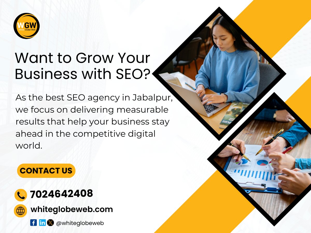 whiteglobeweb's tweet photo. Looking for reliable SEO services to grow your business? White Globe Web is a top SEO company in Jabalpur, helping businesses improve their search rankings, increase website traffic, and generate quality leads.

Visit- https://t.co/i0kuRDtVNA

#seo #seomarketing #seoservices https://t.co/6PCRP7VX7J