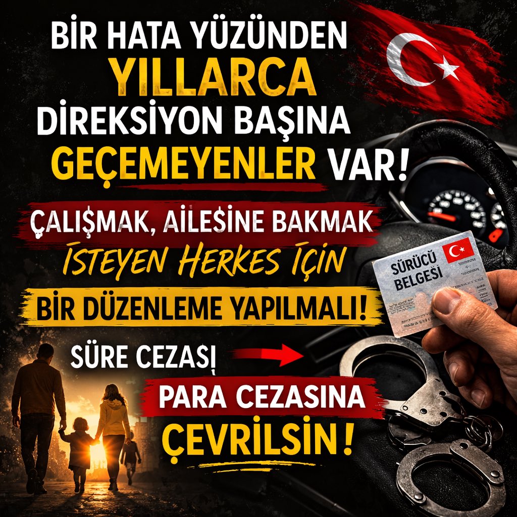 davut_ekici's tweet photo. Bir baba direksiyon başına geçemeyince
sadece kendisi değil bir aile cezalandırılıyor.

Çocukların rızkı, ailenin geçimi etkileniyor.

Süre cezaları para cezasına çevrilsin.
İnsanlar yeniden çalışabilsin.

200BinCeza YuvaYıkar 
#EhliyetimiGeriVer https://t.co/kL12PgjflA