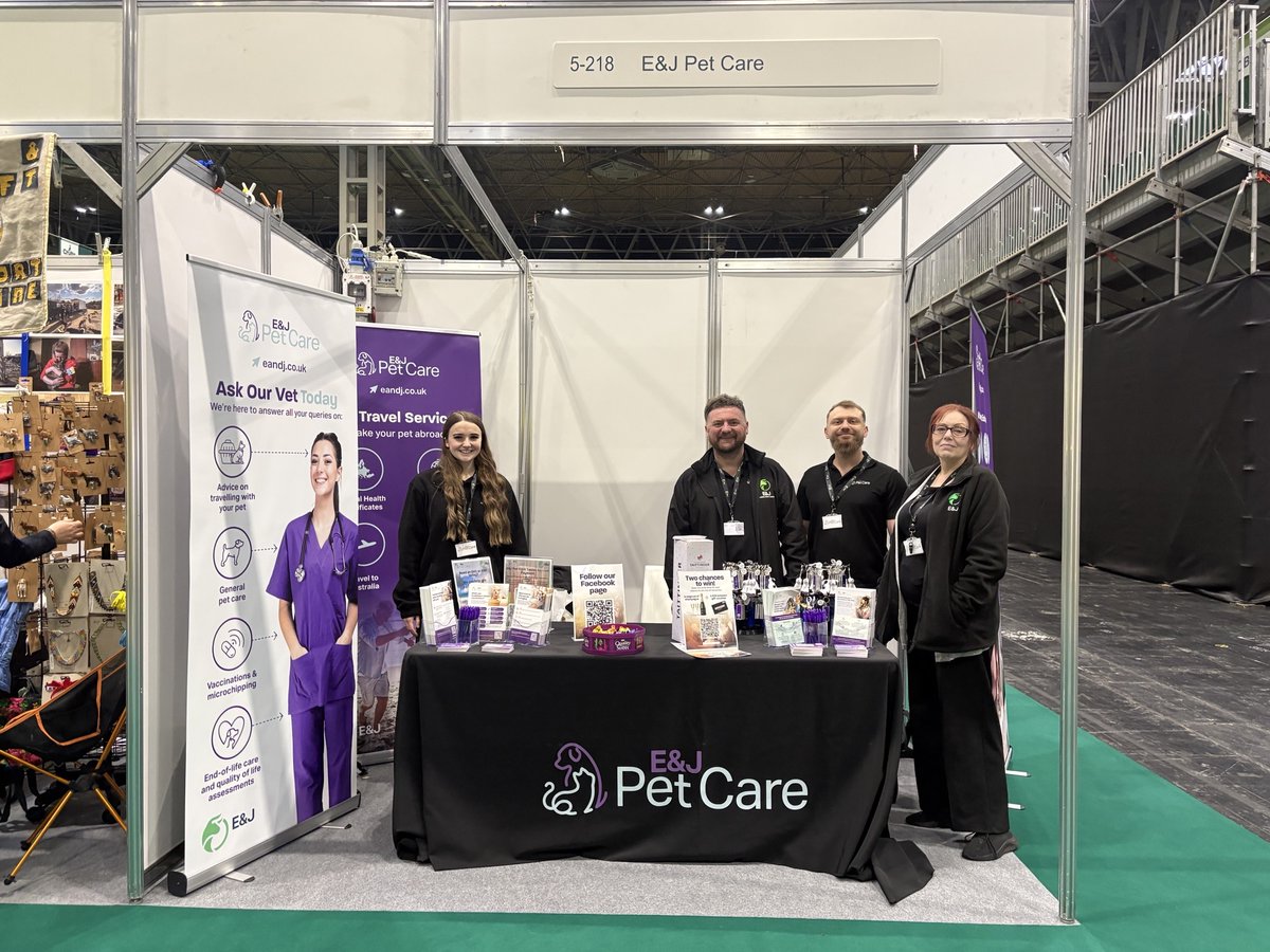 We recently attended Crufts, where we met with dog lovers from across the world to share more about our pet care services and offer free veterinary advice on general pet care, vaccinations and microchipping.

You can find out more about the event here: eandj.co.uk/crufts-2026