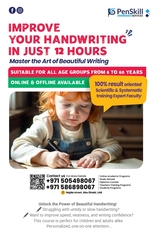PenskillME's tweet photo. 🎓 Best Kids Skill Development Classes in Abu Dhabi

Abacus | Handwriting | Memory Training
✔ Improve focus
✔ Boost confidence
✔ Faster learning
🎁 FREE Trial Class Online and Offline

📍 Najda Street, Abu Dhabi
📞 +971 505498067

#Abacus #handwriting  #fypシ゚viralシfypシ゚ https://t.co/VLlPnl85ub