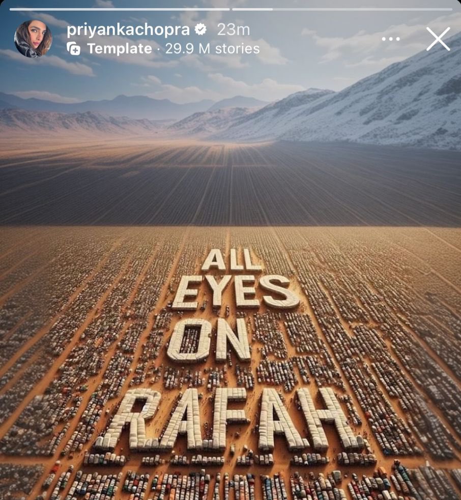 bholination's tweet photo. Priyanka Chopra, one of the celebrities who openly raised her voice for the kids in Gaza, she is now getting hate from Muslims without even saying anything.

It’s a reality check for all those secular Indians and celebrities. These people are not loyal even to their fathers, so stop crying for them and instead talk more about Hindu Dharma.