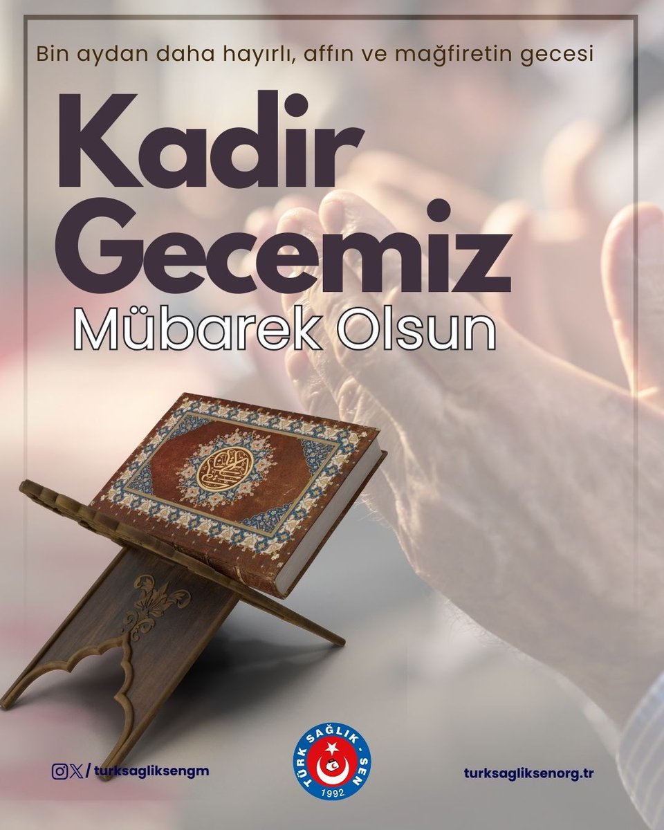 turksagliksengm's tweet photo. 🌙Bin aydan daha hayırlı olan mübarek Kadir Gecesi’nin, dualarımızın kabul olmasına, gönüllerimizin huzur bulmasına ve affedilmeye vesile olmasını dileriz.   

🤲Rabbim, bu mübarek gecede bizleri rahmetiyle kuşatsın, sağlık, huzur ve bereket nasip etsin.  

 Tüm İslam âleminin Kadir Gecesi mübarek olsun.