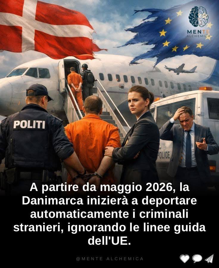 🇩🇰 Dinamarca desafía abiertamente a la UE
A partir del 1 de mayo, cualquier extranjero que sea condenado a más de 1 año de prisión por delitos graves será expulsado de inmediato

La decisión de la primera ministra Frederiksen es un terremoto político que está sacudiendo Bruselas