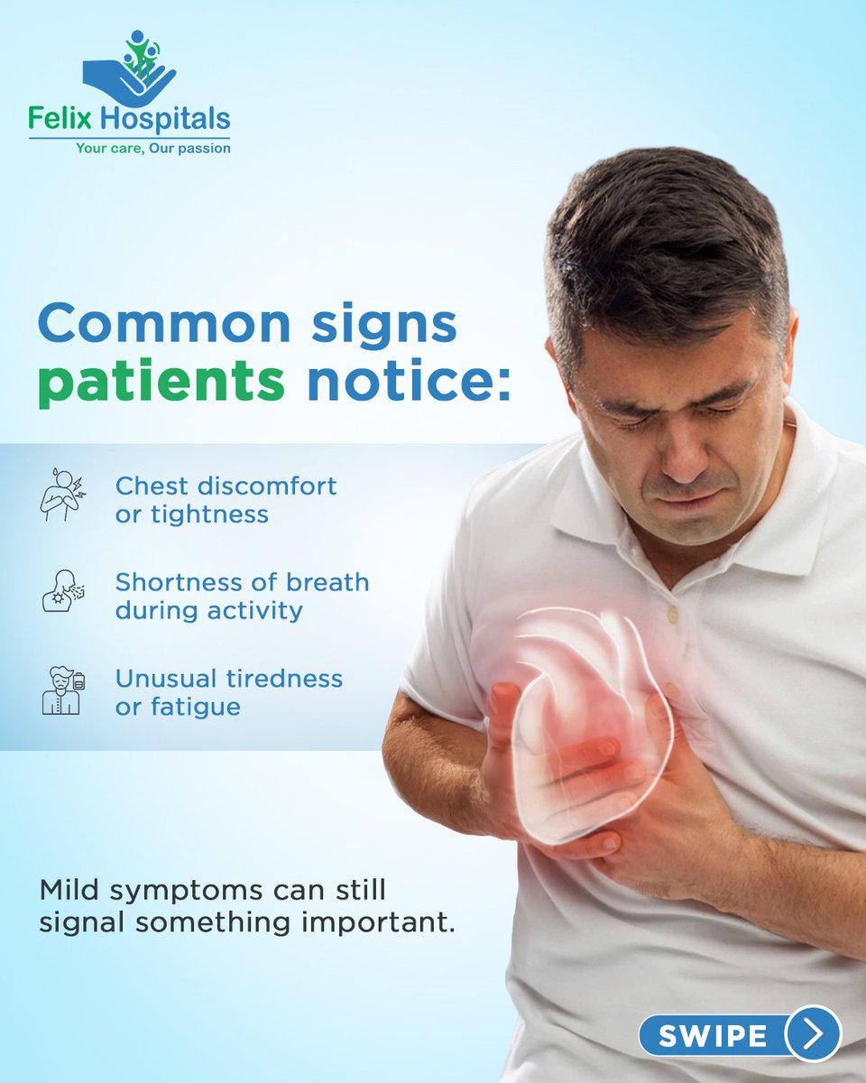WellnessFelix's tweet photo. Your heart gives signals before it needs help — listening early can make all the difference. Prioritise timely check-ups and informed care for a healthier tomorrow.
#HeartHealth #HeartCare #CardiacHealth #HeartAwareness #HeartDisease #HeartCheckup #WellnessTips #FelixHospital https://t.co/kuiwJS5vfc