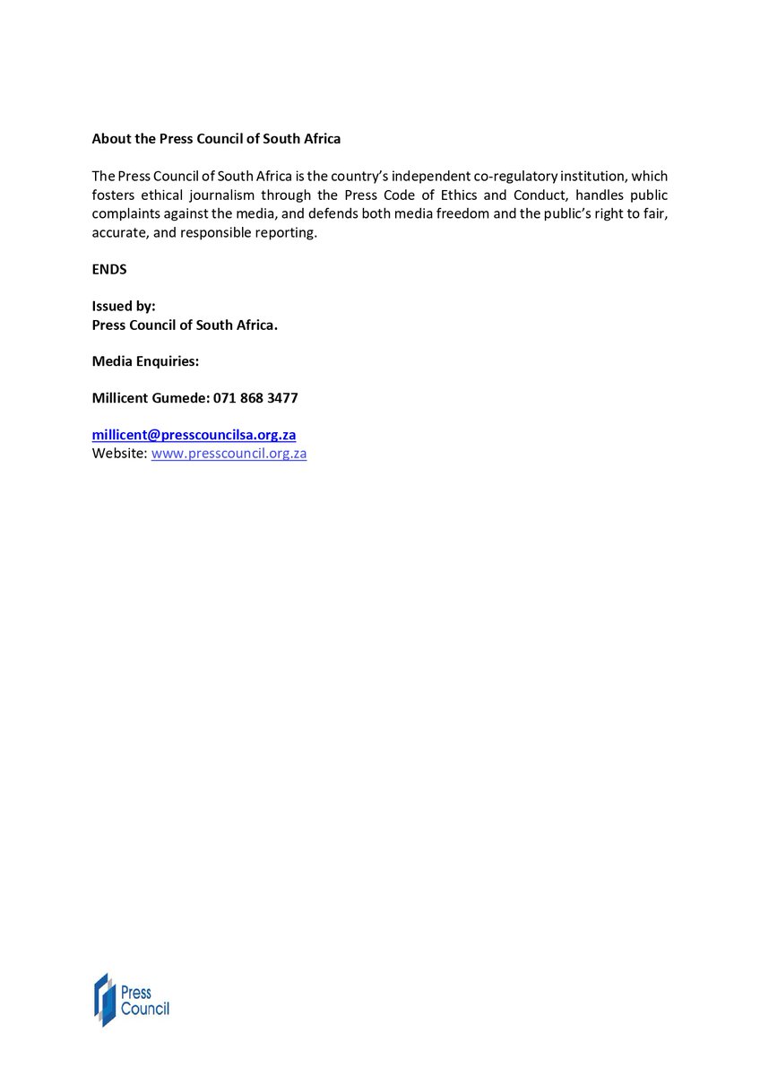 Press Council SA tweet media