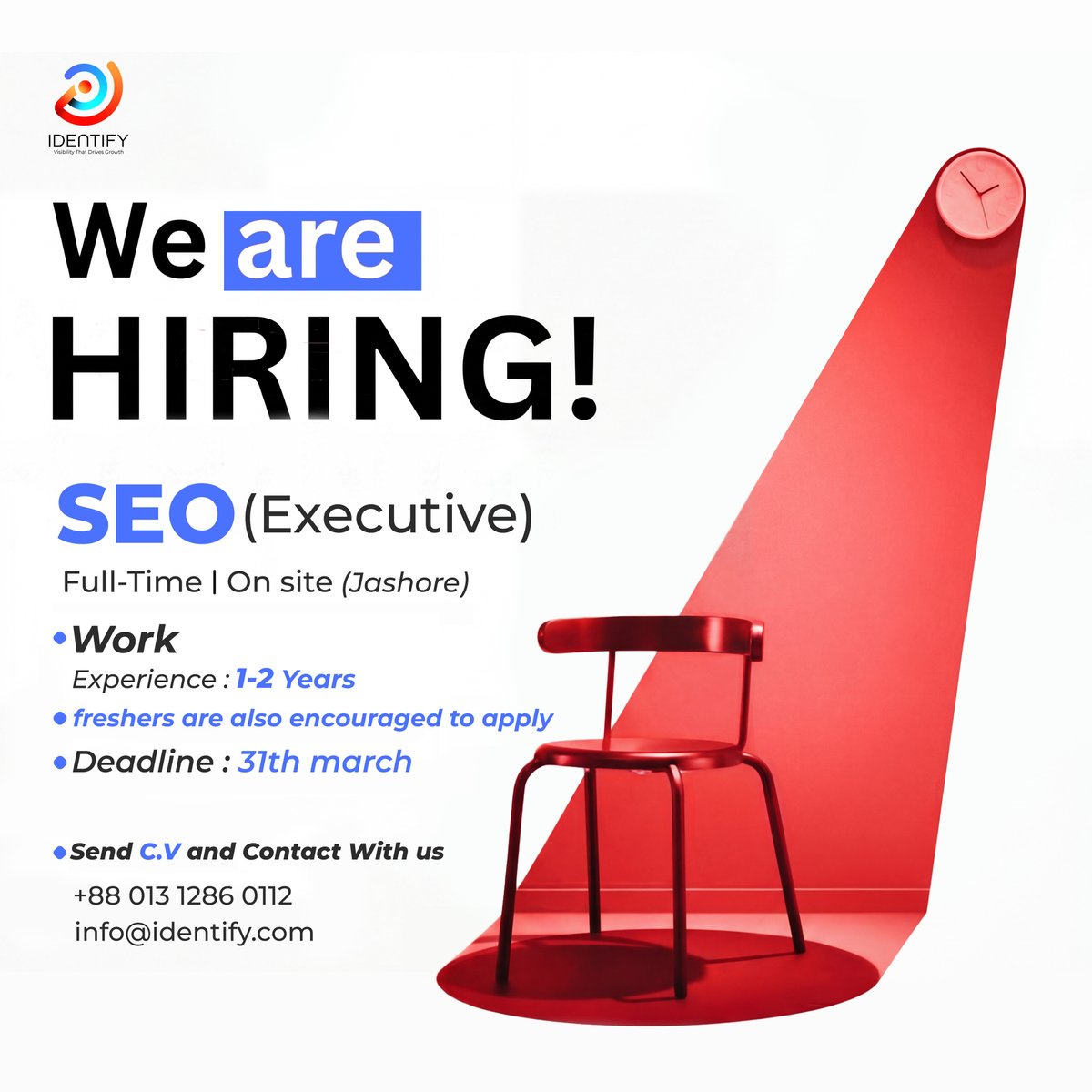 iDentifyBD's tweet photo. নিয়োগ বিজ্ঞপ্তি: SEO Executive

প্রতিষ্ঠান: iDentify BD
পদ সংখ্যা: ০২টি
কাজের ধরন: অনসাইট (Office এ উপস্থিত হয়ে কাজ করতে হবে, রিমোট নয়)
ঠিকানা: পেয়ারী মোহন রোড, বেজপাড়া, যশোর - ৭৪০০।
#Hiring #JobAlert #SEOJobs #HiringNow #JobOpening #CareerOpportunity #SEOExecutive https://t.co/h6rq7RCsBV