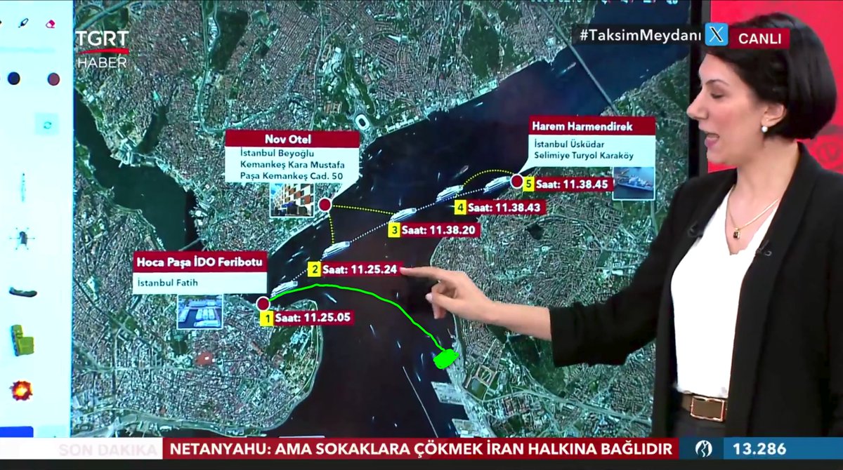 <a href="/ersozhuseyin/">Hüseyin Ersöz</a> Hüseyin Ersöz çok güzel açıklamış ama <a href="/gurkanhacir/">gürkan hacır</a> ve <a href="/ecesevimtr/">Ece Sevim</a>'nin açıklaması o kadar saçmalıklarla dolu ki bazı kısımlarını atlamış.

11:38:45'te sinyal veren Harem Mendirek baz istasyonu ekrandaki yerde değil, Ece Hanım'ın elinin altında yeşil ile şaretlediğim noktada. +++