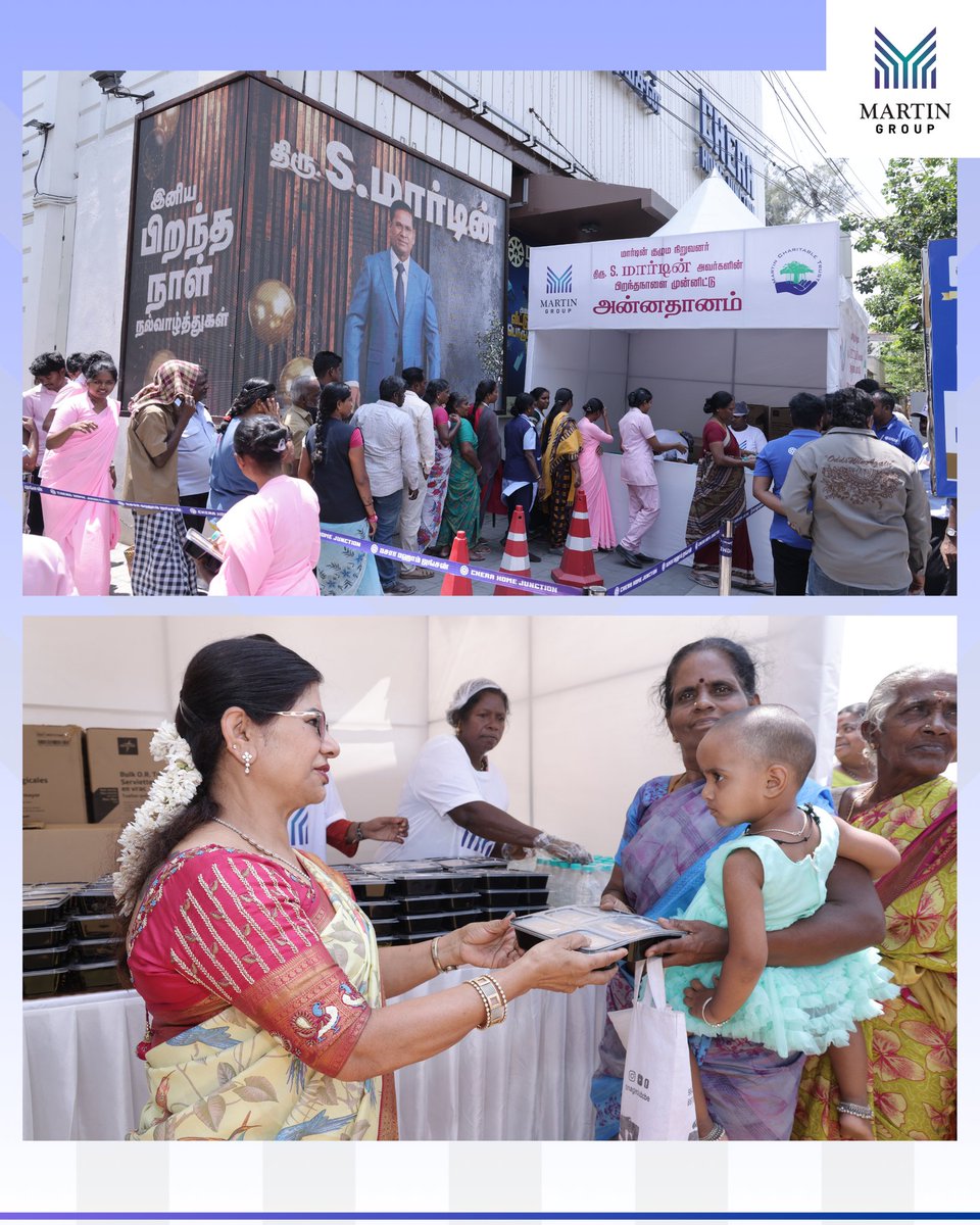MartinGroup_'s tweet photo. In honour of the 64th birthday of our Founder and Chairman, Mr. Santiago Martin, the Martin Group is proud to announce a comprehensive community welfare initiative totalling ₹1.5 Crores.

Reflecting our Chairman's lifelong commitment to social responsibility and grassroots support, these programs are designed to provide immediate relief and nutritional support to the public across several key regions.

Commemorative Welfare Initiatives:

1. Seven-Day Free Food Distribution Program
* Duration: March 11, 2026 – March 17, 2026
* Daily Impact: Distribution of 7,000 nutritious food packets.
* Total Reach: 49,000 meals served over the one-week period.

2. 90-Day Summer Hydration Initiative
* Duration: March 11, 2026 – June 8, 2026
* Daily Impact: Distribution of 7,000 cups of fresh buttermilk.
* Scope: Providing essential hydration to the public during the peak summer months.

The distribution centers are located at the following hubs:
* Thudiyalur (Opposite VG Hospital)
* Saravanampatty (Next to KCT College)
* Ganapathy (Near Textool Bridge)
* Alexander Equestrian (Lakshmi Mills)
* Chera Home Junction (Cross Cut Road)
*  Chera Home Junction (Sundarapuram)
* Thiruvadanai (Martin Leema Health Centre)

Through these intitiatives, we aim to serve the communities that remain at the heart of the Martin Group’s mission.