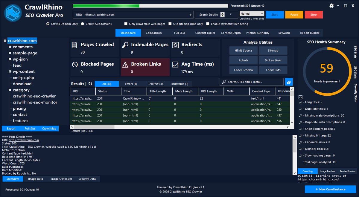 ComputerSlug's tweet photo. We've released a new update 1.1.25.0 to the Crawlrhino SEO crawler tool with several improvements and new crawl detection features.

Download the latest version here: https://t.co/Fi8h69wRah

#SEOcrawler #SEOtools #TechnicalSEO #WebsiteCrawler #SEOaudit #SEOSoftware #SEOMarketing https://t.co/EIvI6uSeDl