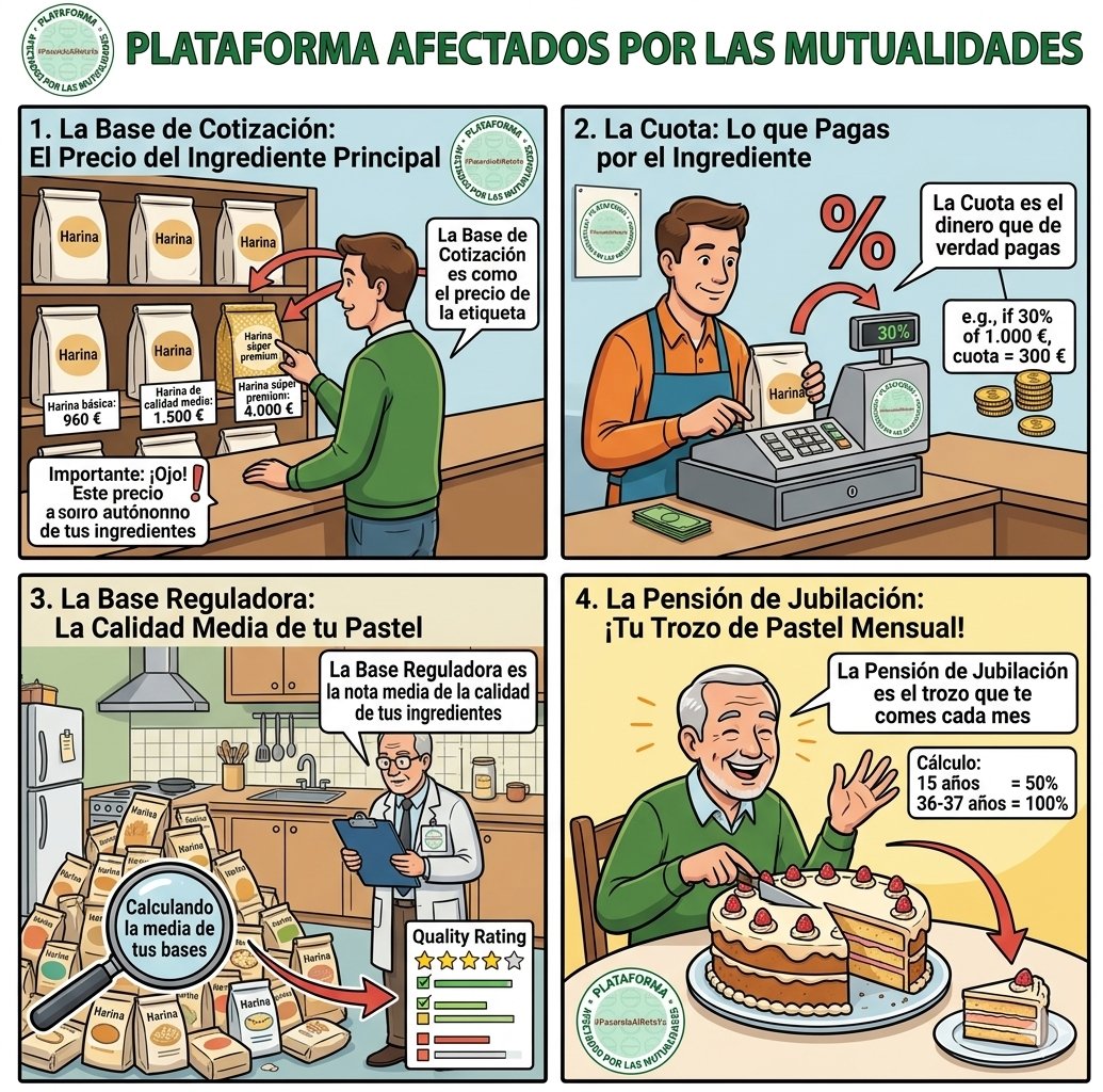 ¿Quieres saber cómo se calcula tú jubilación? 🕳️👨‍🍳
Imagina que tu jubilación es un gran pastel que vas horneando mes a mes. Según los ingredientes que elijas hoy, así será tu ración mañana. 🍰
Aquí, los 4 conceptos clave con esta analogía 👇 (Abro hilo)