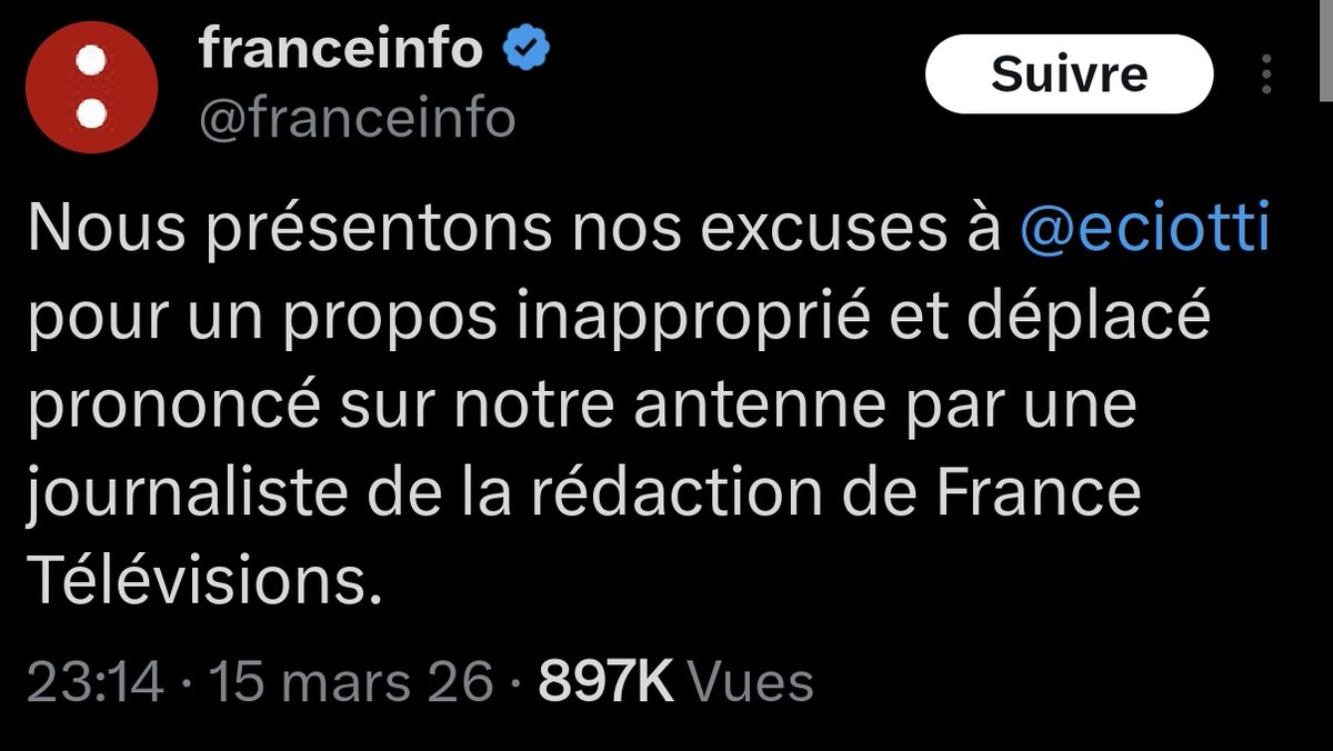 Escalet83's tweet image. @eciotti #Mussolini #Benito :
Cette insulte n'est que la partie émergée de l'iceberg.
Chaque jour #FranceTV insulte les millions de Français au travers de leurs programmes avec notre argent et j'espère qu'on arrivera à privatiser ce ramassis de gauchiasses
x.com/i/status/20333…
