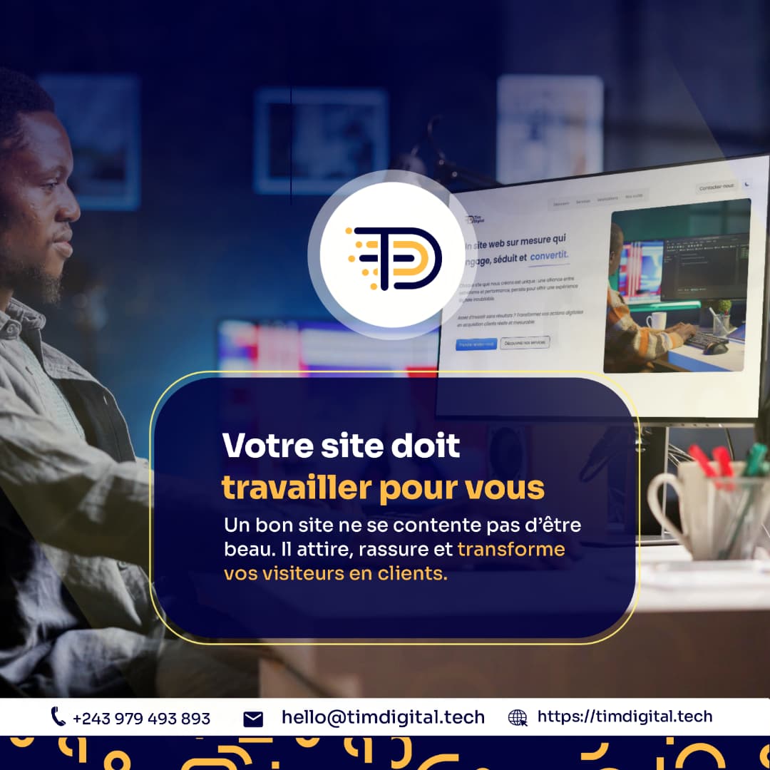 timdigitalgroup's tweet photo. Un site web ne doit pas seulement être beau,
il doit travailler pour votre entreprise.
Chez Tim Digital, nous créons des sites et applications utiles, évolutifs et pensés pour votre croissance.
Passez votre commande ici : https://t.co/mcUO4FfQK7
#TimDigital #Website https://t.co/z9gcsnhcRz