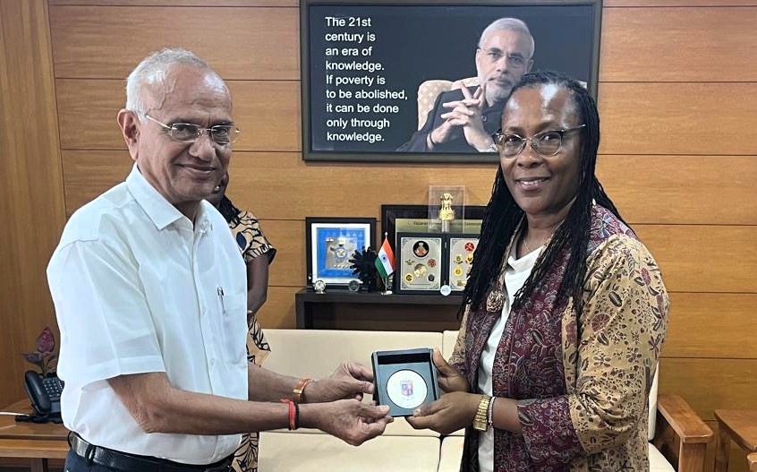 NFSU_Official's tweet photo. A 3-member delegation from the High Commission of Kenya, New Delhi—comprising Ms.Jane Kariuki (Minister Counsellor), Ms.Rachel Ngetich &amp; Mr.Chris Otumo - visited NFSU on 13 Mar'26. Ms. Jane held discussions with Dr. J.M. Vyas, VC-NFSU on potential areas of mutual collaboration. https://t.co/Ti6vE0PEiZ