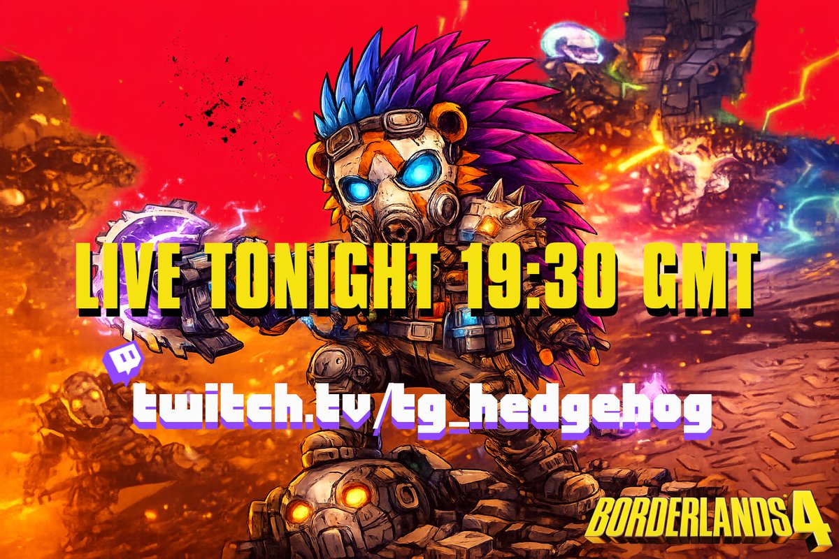 TGHedgehog's tweet photo. Going live tonight at 7:30 PM with Borderlands 4!   Loot, chaos, bad decisions — the usual. Jump in and cause some mayhem with me 🔥🎮 

🔗 https://t.co/B1JGSRTLCE
 
#Borderlands4 #Borderlands #VaultHunter #LiveStream #GamingCommunity #UKStreamer #FPSGaming #LetsPlay #GameNight https://t.co/vE1RE763eb