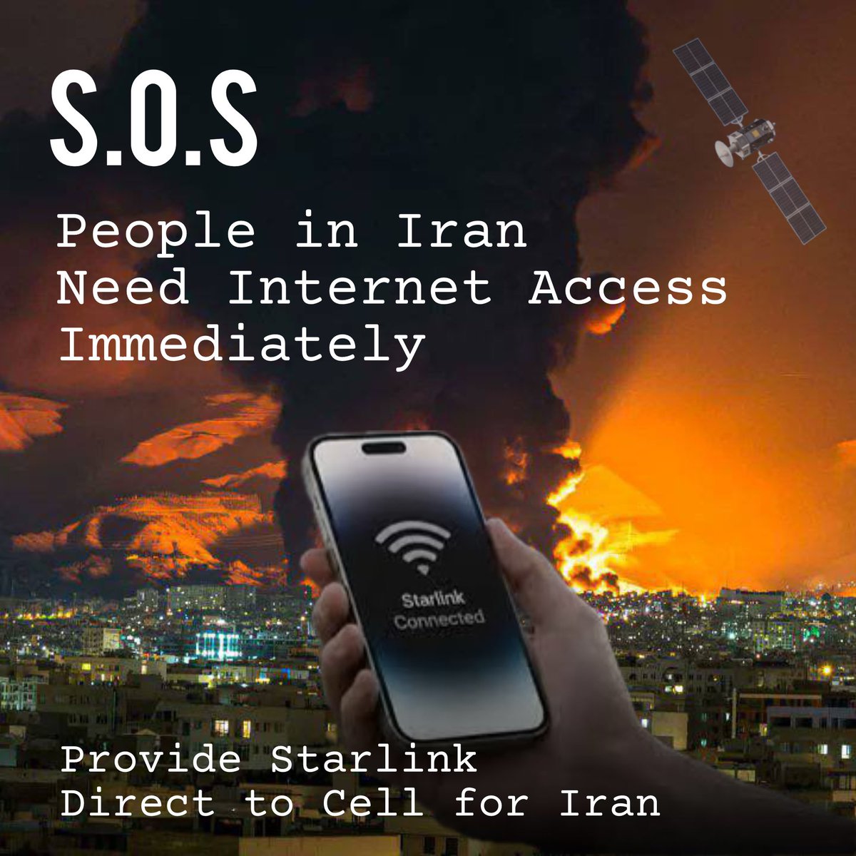 <a href="/elonmusk/">Elon Musk</a> Save the innocent people in iran by Starlink’s Direct-to-Cell

#DigitalBlackoutIran  
#KingRezaPahlaviForIran