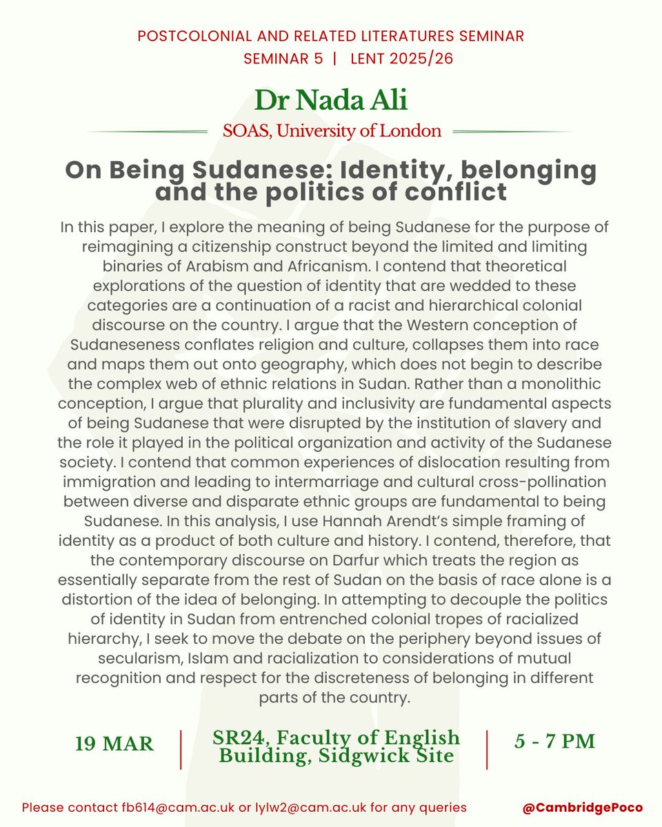 Cambridge Postcolonial Literatures Seminar tweet media