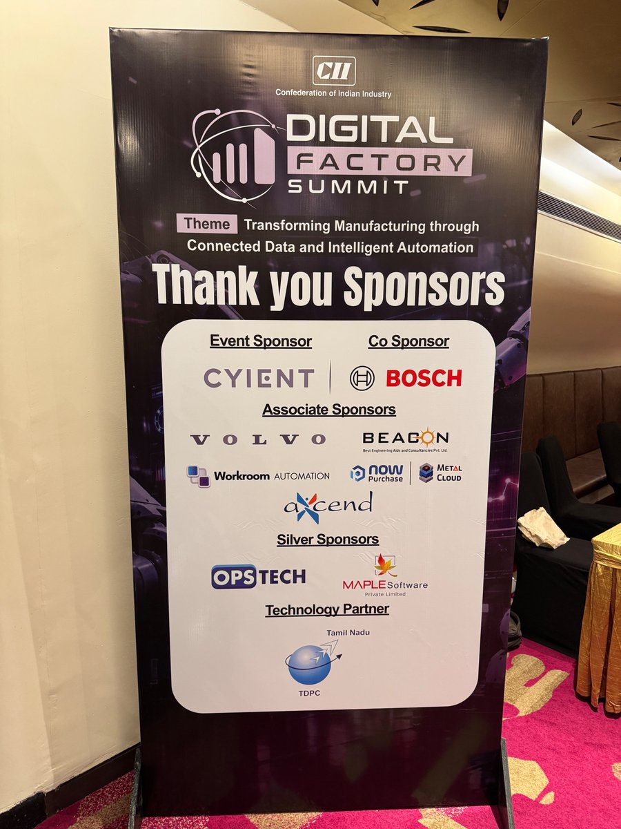 OpstechHQ's tweet photo. Honoured to be a Silver Sponsor at the Digital Factory Summit 🎉@CII4SR

Showcased our AI-powered @OpstechHQ  MES — delivering real-time shop-floor visibility, predictive quality intelligence &amp; production tracking. 

#Opstech #Industry4 #SmartManufacturing #DigitalTransformation https://t.co/Z90jwiQYdQ