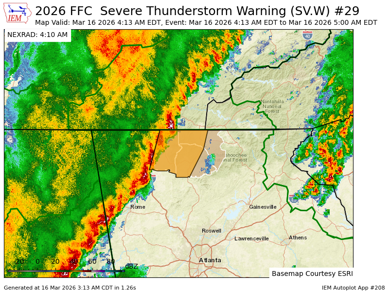 MurrayCountyPS's tweet photo. FFC issues Severe Thunderstorm Warning [wind: 60 MPH (RADAR INDICATED), hail: <.75 IN (RADAR INDICATED)] for Fannin, Gilmer, Murray, Whitfield [GA] till 5:00 AM EDT https://t.co/t78inMJOwb https://t.co/mZWbkrhhoN