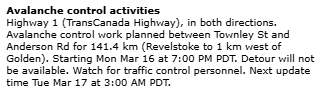 EmconSelkirk's tweet photo. ❄️🏔️🚧 Avalanche Control March 16 Rev to Golden 🚧🏔️❄️ https://t.co/L9UFqhAFzy