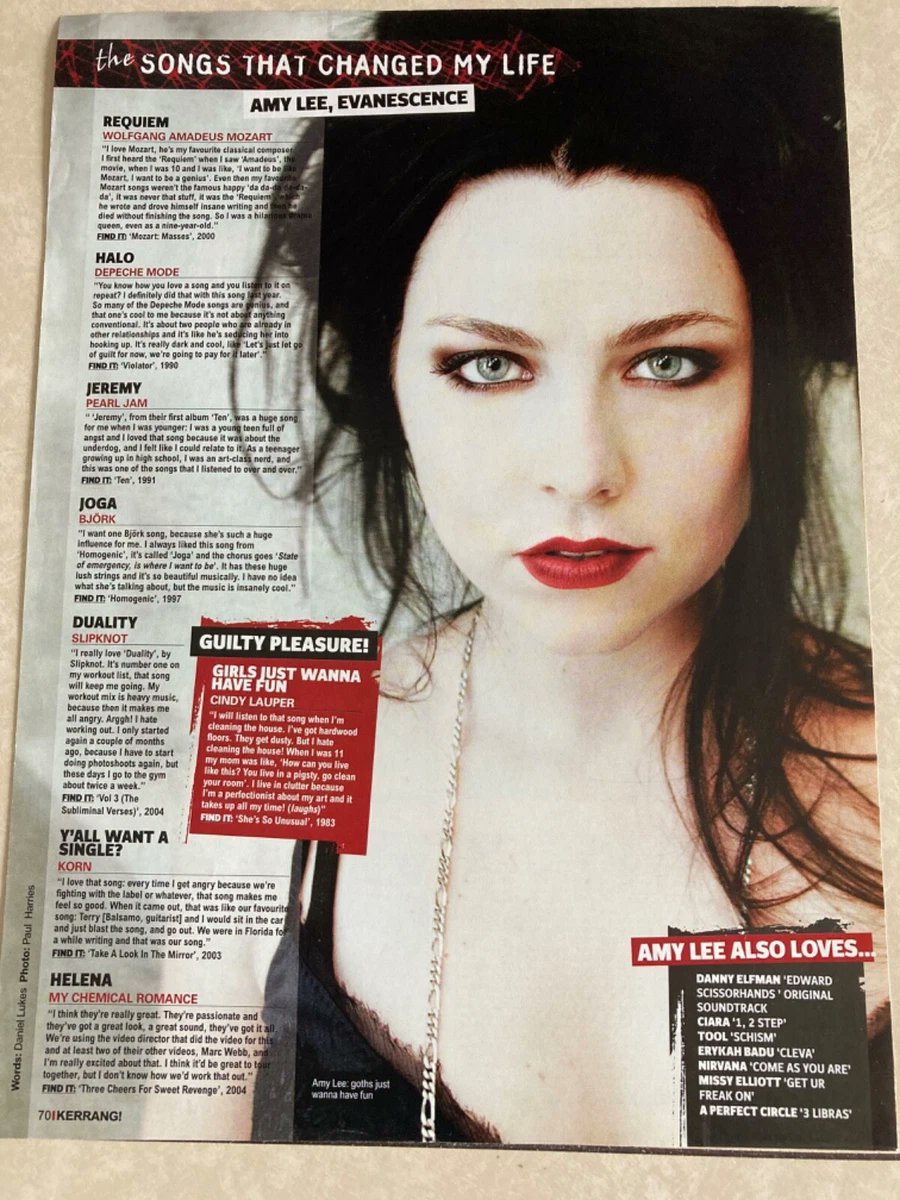Amy Lee: The songs that changed my life
(kerrang magazine, the open door era, found on ebay)